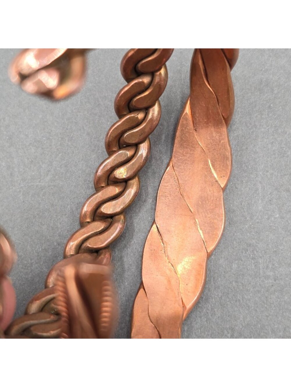 Vintage Copper Cuff Bracelet Set Braided Twisted Heavyweight Statement Lot 4pc - Picture 5 of 15